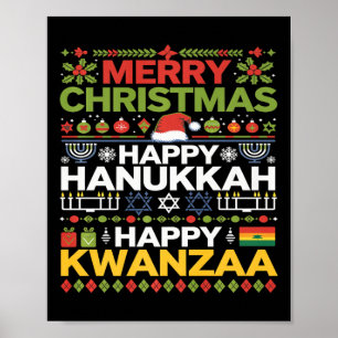 God jul Lycklig Hanukkah Lycklig Kwanzaa 12 Poster