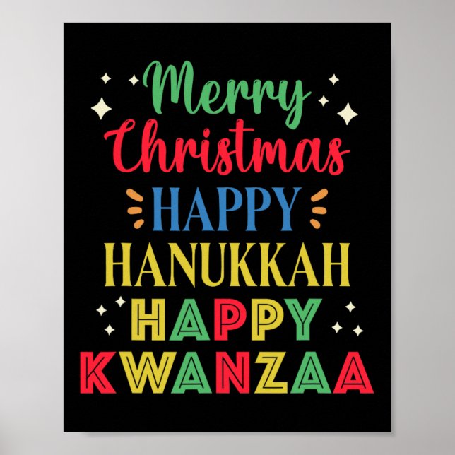 God jul Lycklig Hanukkah Lycklig Kwanzaa 15 Poster (Framsidan)