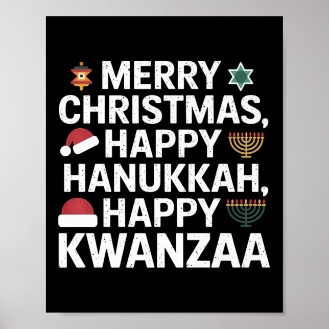 God jul Lycklig Hanukkah Lycklig Kwanzaa 15 Poster (Framsidan)
