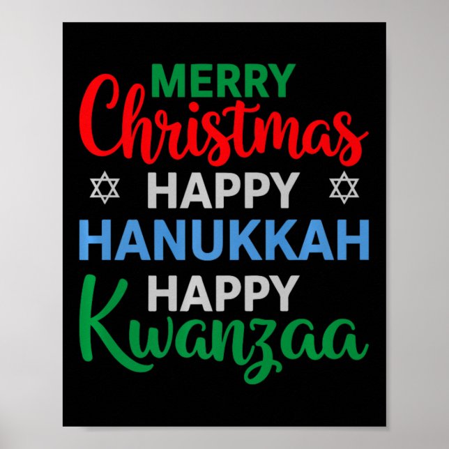 God jul Lycklig Hanukkah Lycklig Kwanzaa 16 Poster (Framsidan)