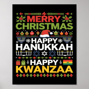 God jul Lycklig Hanukkah Lycklig Kwanzaa 17 Poster