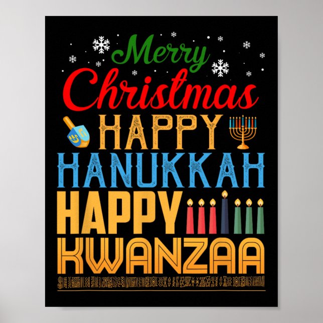 God jul Lycklig Hanukkah Lycklig Kwanzaa 19 Poster (Framsidan)