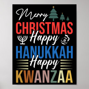 God jul Lycklig Hanukkah Lycklig Kwanzaa 3 Poster