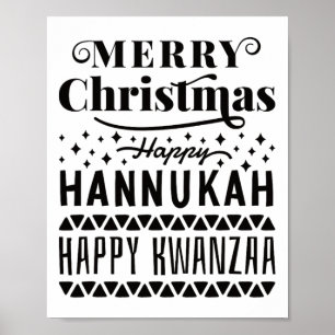 God jul Lycklig Hanukkah Lycklig Kwanzaa 4 Poster
