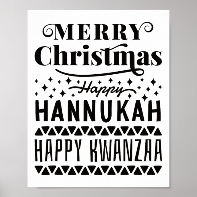 God jul Lycklig Hanukkah Lycklig Kwanzaa 4 Poster (Framsidan)
