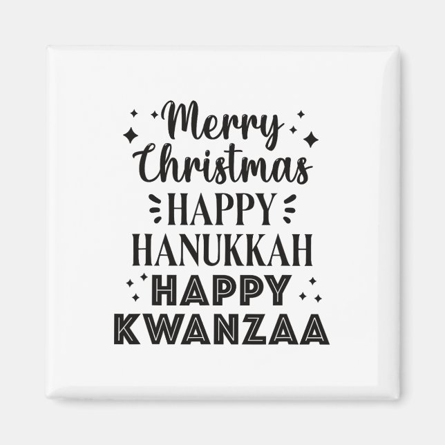 God jul Lycklig Hanukkah Lycklig Kwanzaa 5 Magnet (Framsidan)