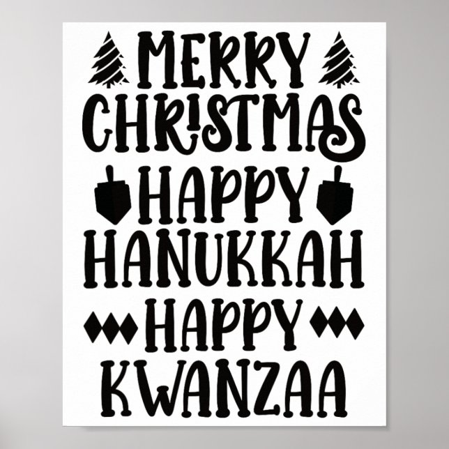 God jul Lycklig Hanukkah Lycklig Kwanzaa 6 Poster (Framsidan)