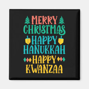 God jul Lycklig Hanukkah Lycklig Kwanzaa 7 Magnet