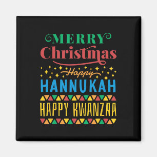 God jul Lycklig Hanukkah Lycklig Kwanzaa 8 Magnet