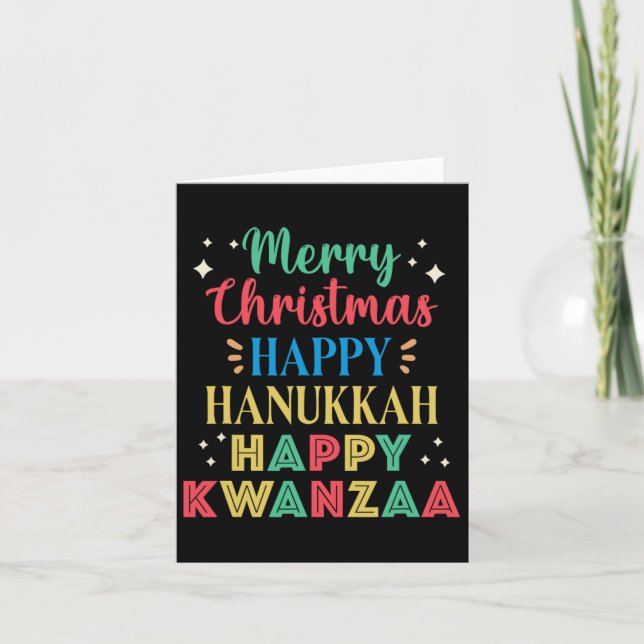 God jul Lycklig Hanukkah Lycklig Kwanzaa 9 Kort (Framsida)