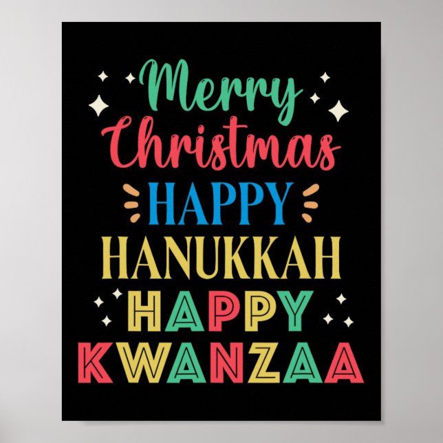 God jul Lycklig Hanukkah Lycklig Kwanzaa 9 Poster (Framsidan)