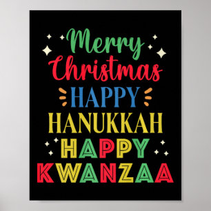 God jul Lycklig Hanukkah Lycklig Kwanzaa 9 Poster