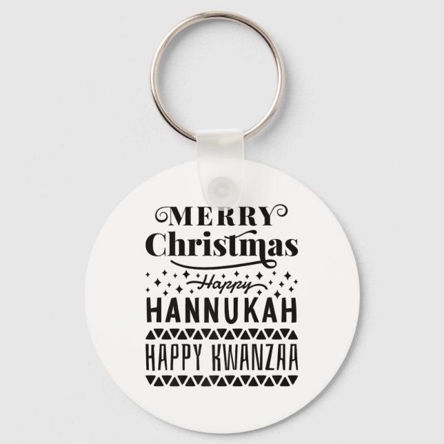 God jul Lycklig Hanukkah Lycklig Kwanzaa Nyckelring (Framsida)