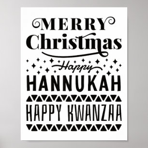 God jul Lycklig Hanukkah Lycklig Kwanzaa Poster