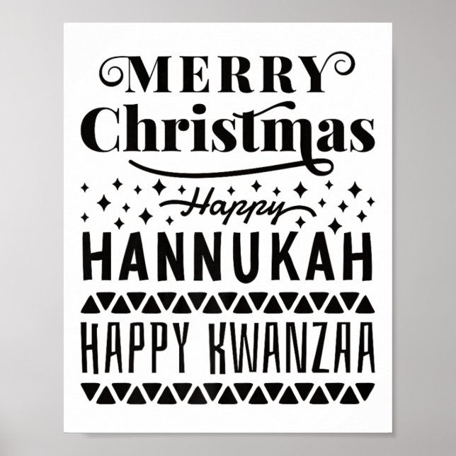 God jul Lycklig Hanukkah Lycklig Kwanzaa Poster (Framsidan)
