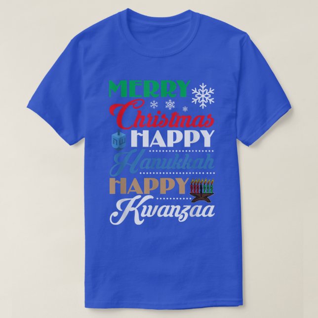 God jul Lycklig Hanukkah Lycklig Kwanzaa T Shirt (Design framsida)