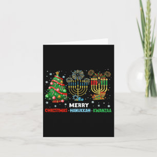 God jul Lycklig Hanukkah och Lycklig Kwanzaa 1 Kort