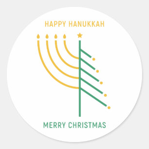 God jul, Lycklig Hanukkah Runt Klistermärke