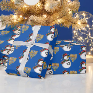 God jul Lycklig Hanukkah Snögubbar Chrismukkah Presentpapper