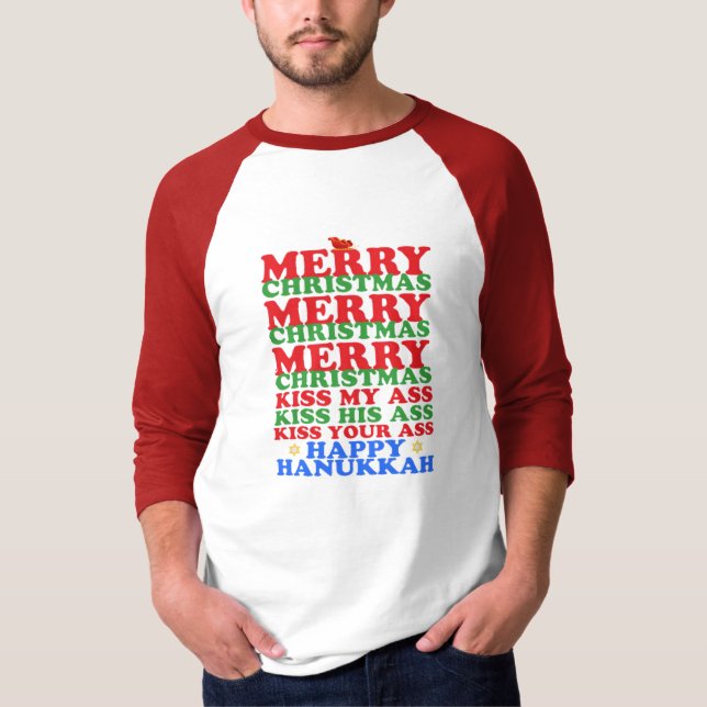God jul Lycklig Hanukkah T Shirt (Framsida)