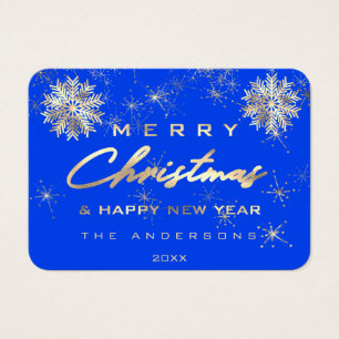 God jul Lycklig Helgdag Namn, Royal Blue Guld Visitkort