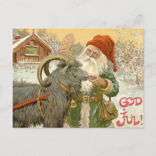 God Jul Lycklig-jul av Jenny Nystrom! Vykort (Framsida)