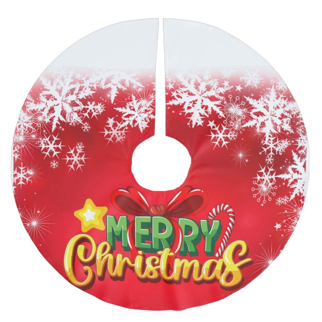 God jul Lycklig Julafton Red Grönt Helgdag Funny Julgransmatta Borstad Polyester (Framsidan)