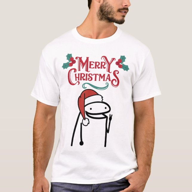 God jul Lycklig Meme T Shirt (Framsida)