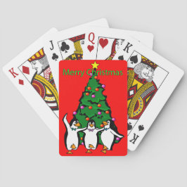 God jul Lycklig Penguins Poker Spelkort