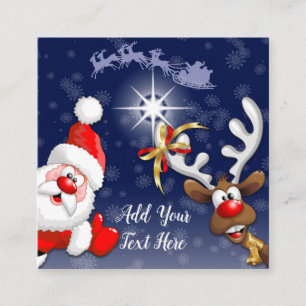 God jul Lycklig Santa och Renare Fyrkantigt Visitkort
