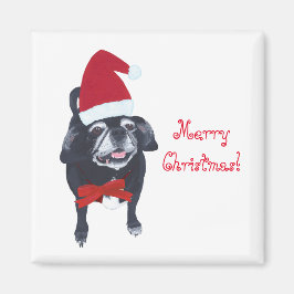 God jul Lycklig Santa Pug Hund Magnet