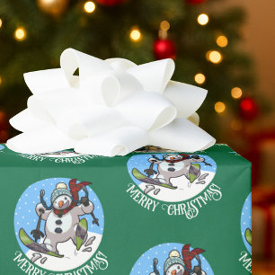 God jul Lycklig Skiing Snögubbe i Wooly Hat Presentpapper
