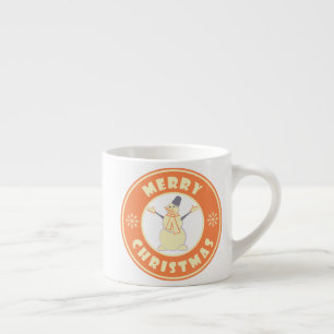 God jul lycklig snögubbe berömd kaffe stil espressomugg