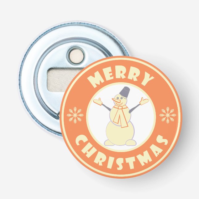God jul lycklig snögubbe berömd kaffe stil flasköppnare (Framsidan)
