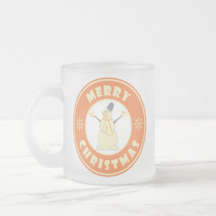 God jul lycklig snögubbe berömd kaffe stil frostad glasmugg
