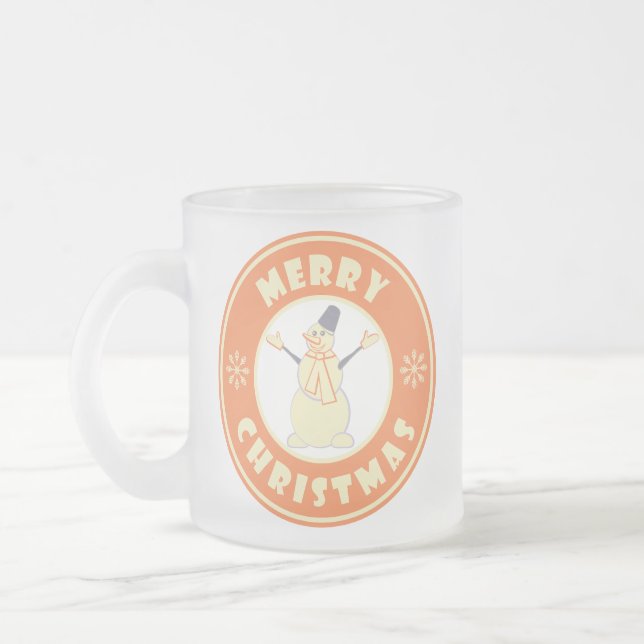 God jul lycklig snögubbe berömd kaffe stil frostad glasmugg (Vänster)