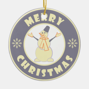 God jul lycklig snögubbe berömd kaffe stil julgransprydnad keramik