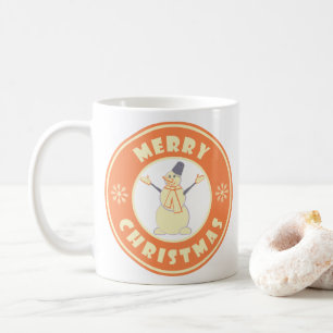 God jul lycklig snögubbe berömd kaffe stil kaffemugg