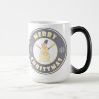 God jul lycklig snögubbe berömd kaffe stil