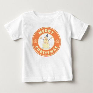 God jul lycklig snögubbe berömd kaffe stil t shirt