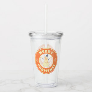 God jul lycklig snögubbe berömd kaffe stil take away mugg