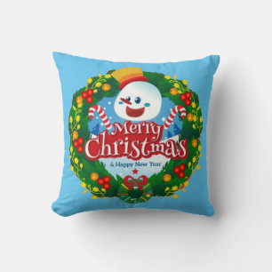 God jul Lycklig Snögubbe Kudde