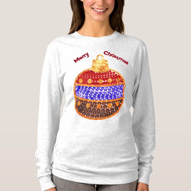 God Jul - lysande glaskula med paljetter T Shirt (Framsida)