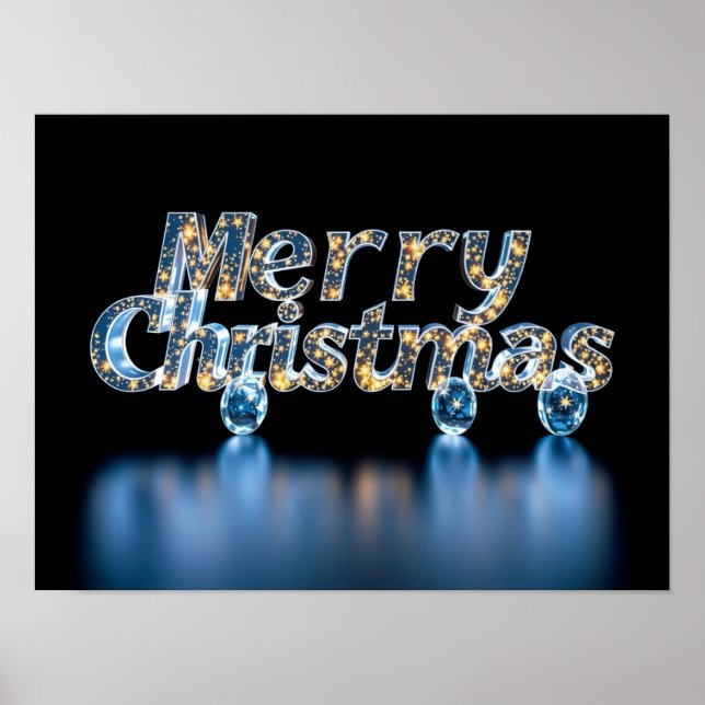 God Jul Lyx Typography Affisch Papper H34 (Framsidan)