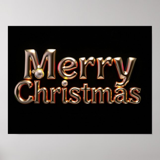 God Jul Lyxig Typografi Affisch Papper H12 (Framsidan)