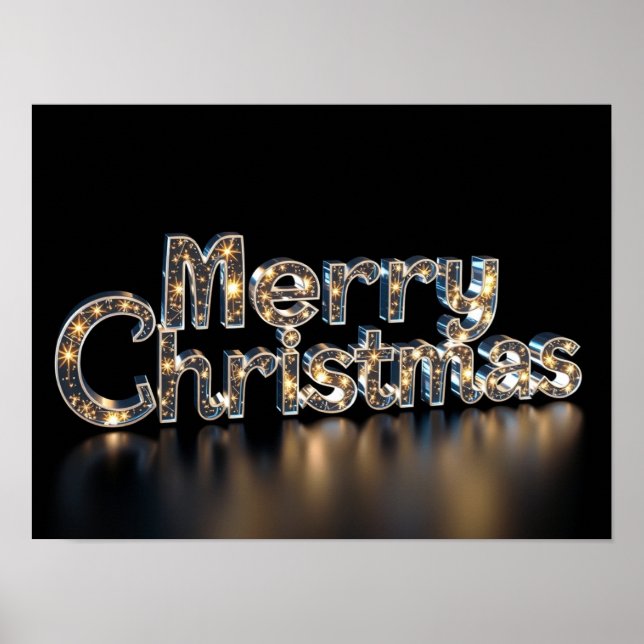 God Jul Lyxig Typografi Affisch Papper H15 (Framsidan)