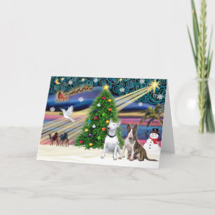 God jul, Magic Bull Terriers (två) Helgkort