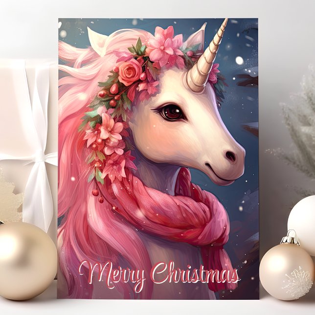 God jul Magic Unicorn Helgkort (Skapare uppladdad)