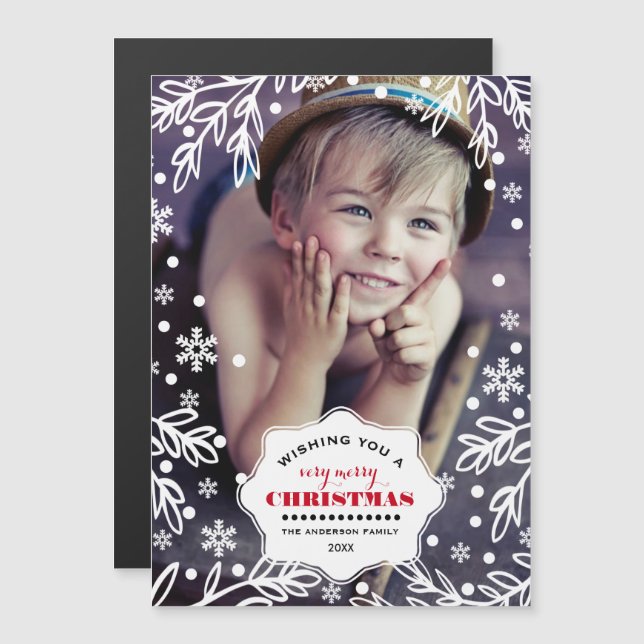 God Jul. Magnetiska fotokort för helgdag (Fram/baksida)