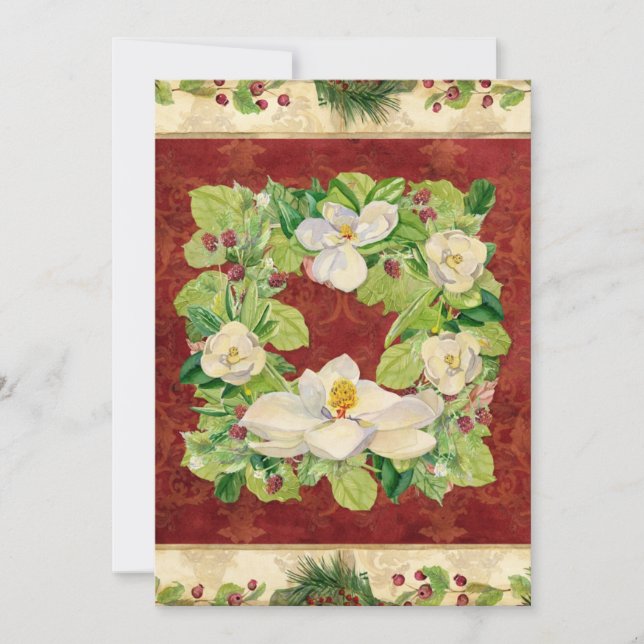 God jul, Magnolia-andedräkt i Gräs Boughs Julkort (Framsida)